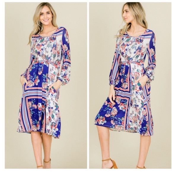 Dresses & Skirts - Floral Midi Paisley Pocket Dress